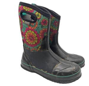 Bogs Youth Girls Sz: 5 Classic Pansies Waterproof Insulated Rubber Rain Boots